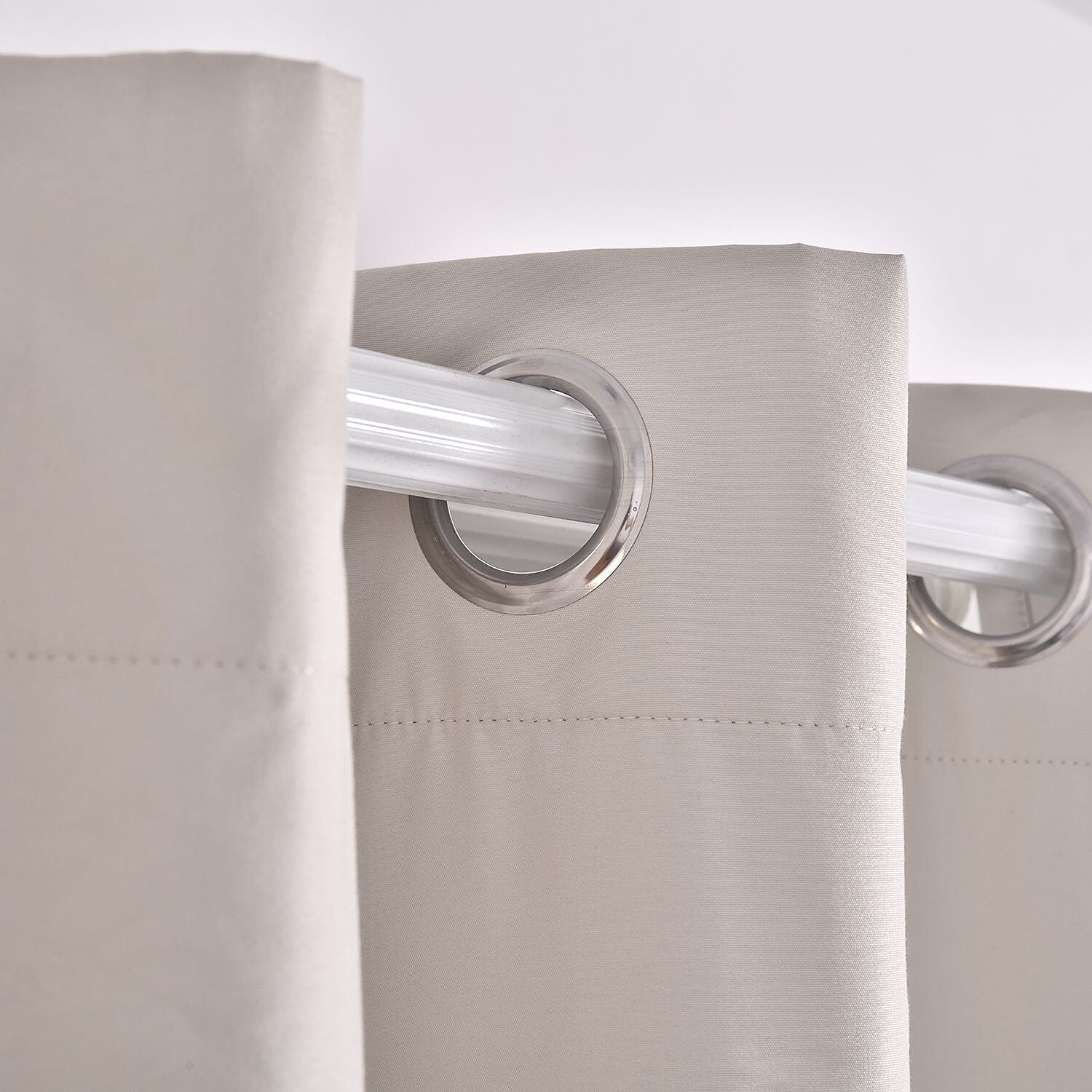 Set of 2 - Homesmart Heat Repelling Blackout Curtains with Metal Eyelets (Size 240x132 Cm) - Beige