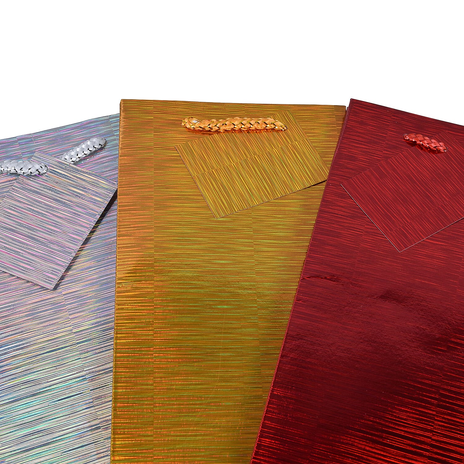 Set of 3 - Assorted Holographic Christmas Bottle Gift Bags 35cm