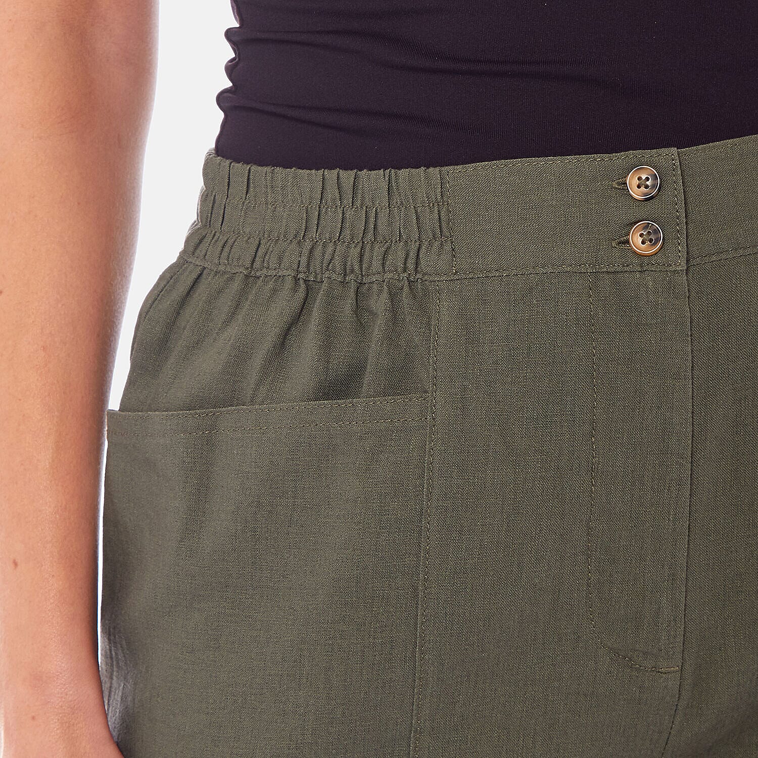 Charlotte West - Ladies Linen Longer Short Length and Two Button Fastening with Zip Fly (Size 12) - White