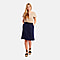 Charlotte West - Ladies Linen A-line Skirt with Rib Waistband (Size 12)  - Navy