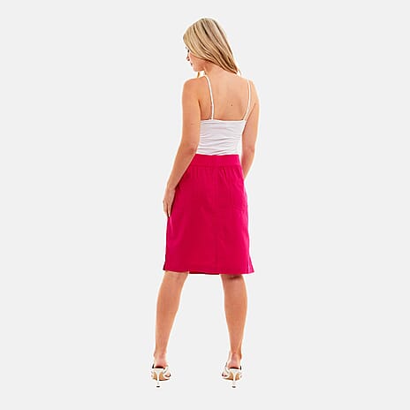 Charlotte West - Ladies Linen A-line Skirt with Rib Waistband (Size 12) - Pink