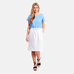 Charlotte West - Ladies Linen A-line Skirt with Rib Waistband (Size 12) - White