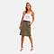 Charlotte West - Ladies Linen A-line Skirt with Rib Waistband (Size 12) - Khaki