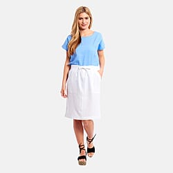 Charlotte West - Ladies Linen A-line Skirt with Rib Waistband (Size 12) - White