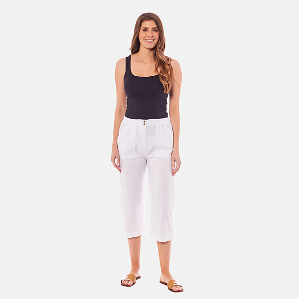 Ladies 3/4 Length Trousers - White - 7488368 - TJC