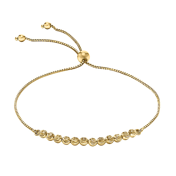 9K Yellow Gold Ball and Chain Adjustable Bracelet Maximum 9 Inch 1.8 ...