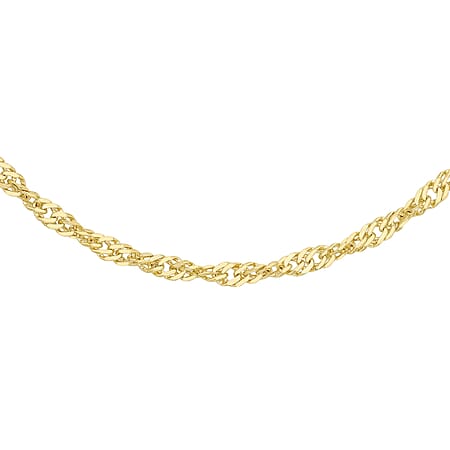 9K Yellow Gold Diamond Cut Twist Curb Chain 22 Inch