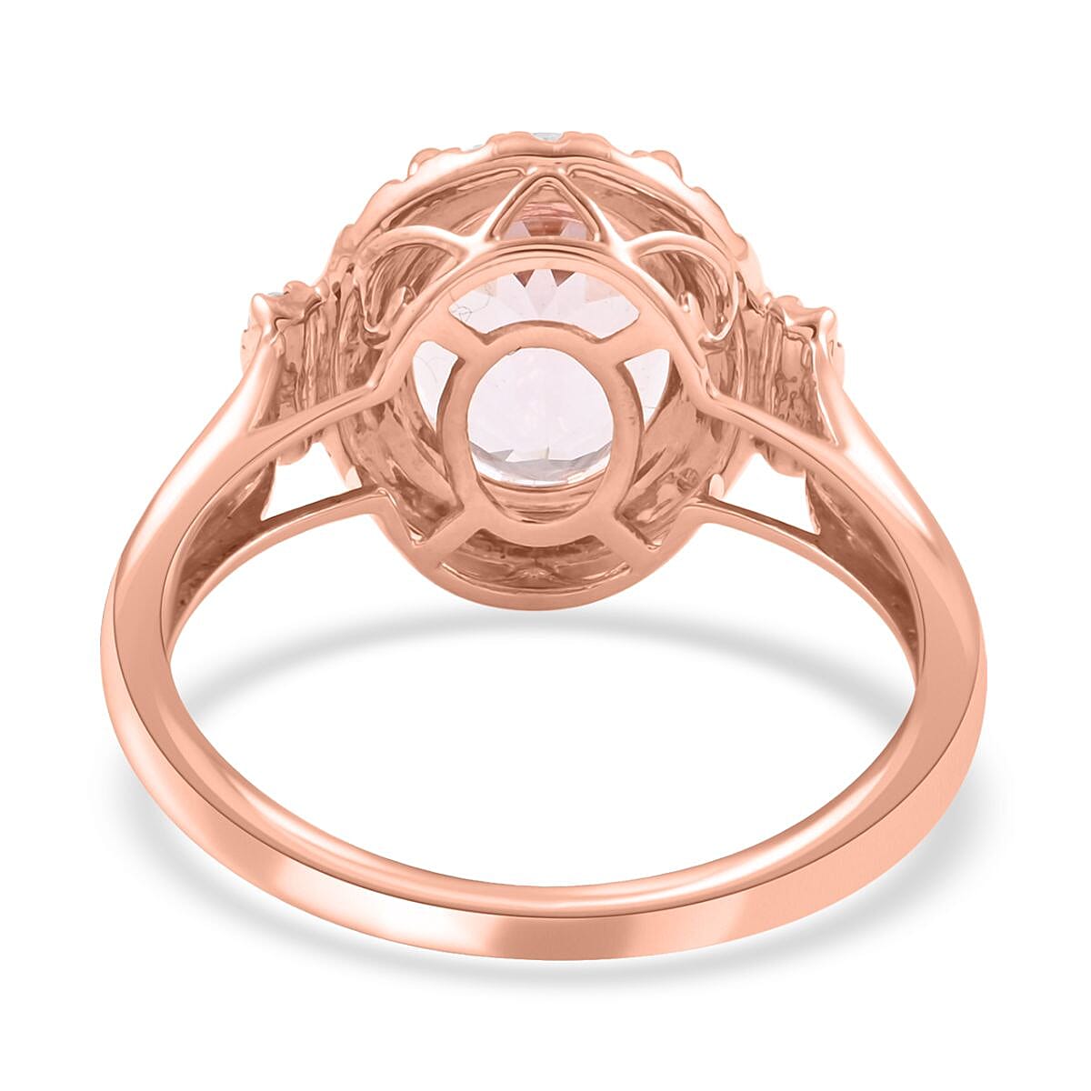 The Rare Find - 14K Rose Gold AAA Pink Morganite with White Diamond Ring 5.40ct The Rare Find - 14K Rose Gold AAA Pink Morganite with White Diamond Ring 5.40ct