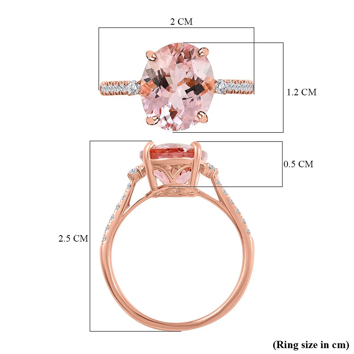 The Rare Find - 14K Rose Gold AAA Pink Morganite with White Diamond Ring 5.40ct The Rare Find - 14K Rose Gold AAA Pink Morganite with White Diamond Ring 5.40ct