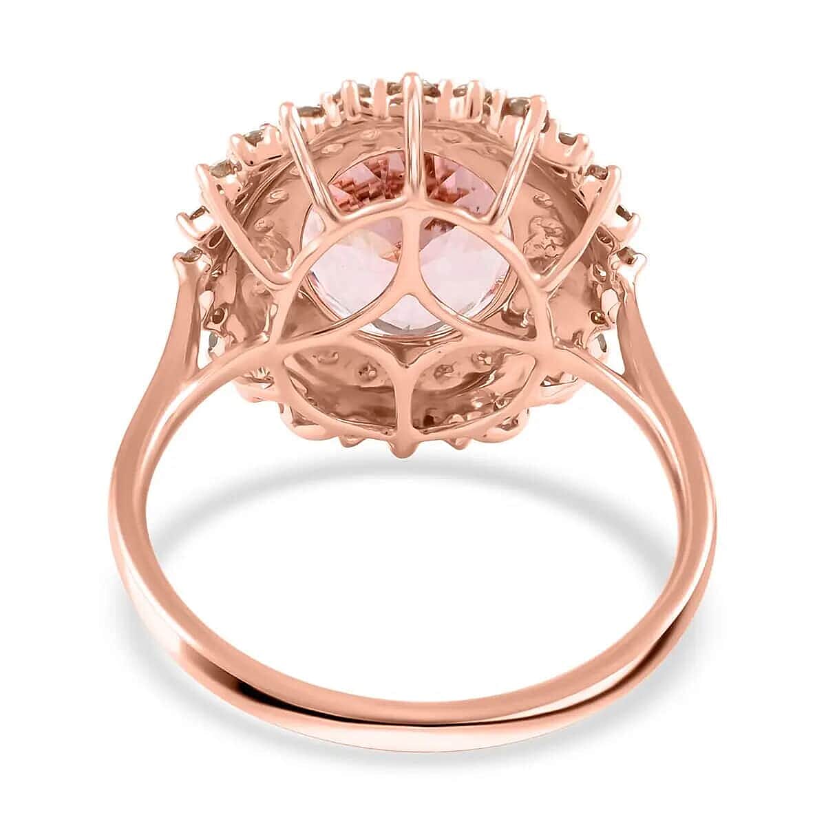 14K Rose Gold  AAA   Pink Morganite ,  White Diamond  I2 Ring 156.85 ct,  Gold Wt. 3.44 Gms  156.850  Ct.
