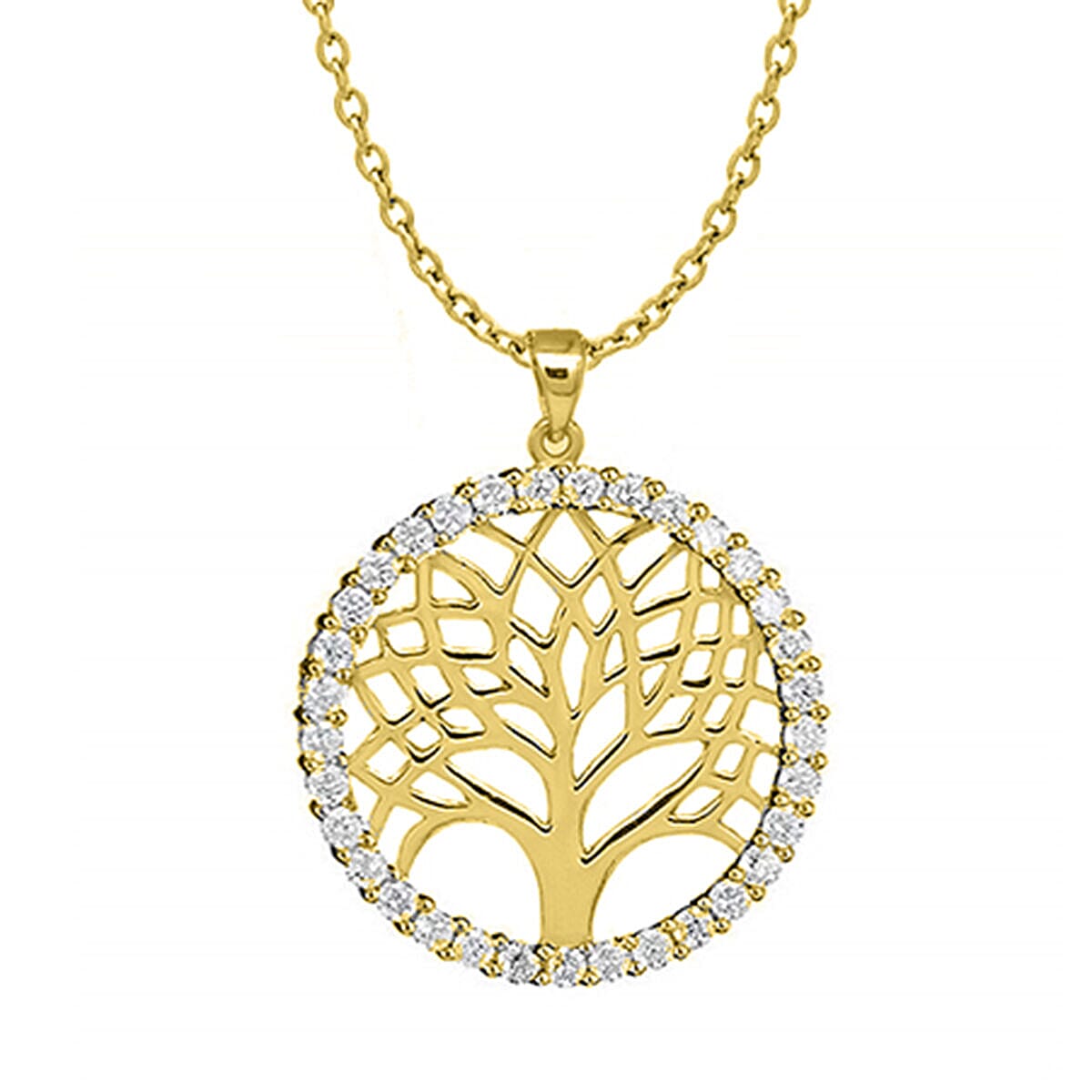 Simulated Diamond Pendant with Chain (Size - 18) in Sterling Silver