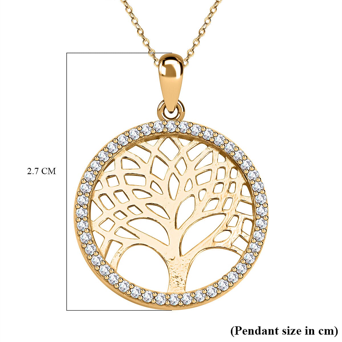 Simulated Diamond Pendant with Chain (Size - 18) in Sterling Silver