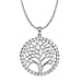 Simulated Diamond Pendant With chain (Size - 18 ) in Rhodium Overlay Sterling Silver
