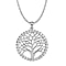 Simulated Diamond Pendant With chain (Size - 18 ) in Rhodium Overlay Sterling Silver