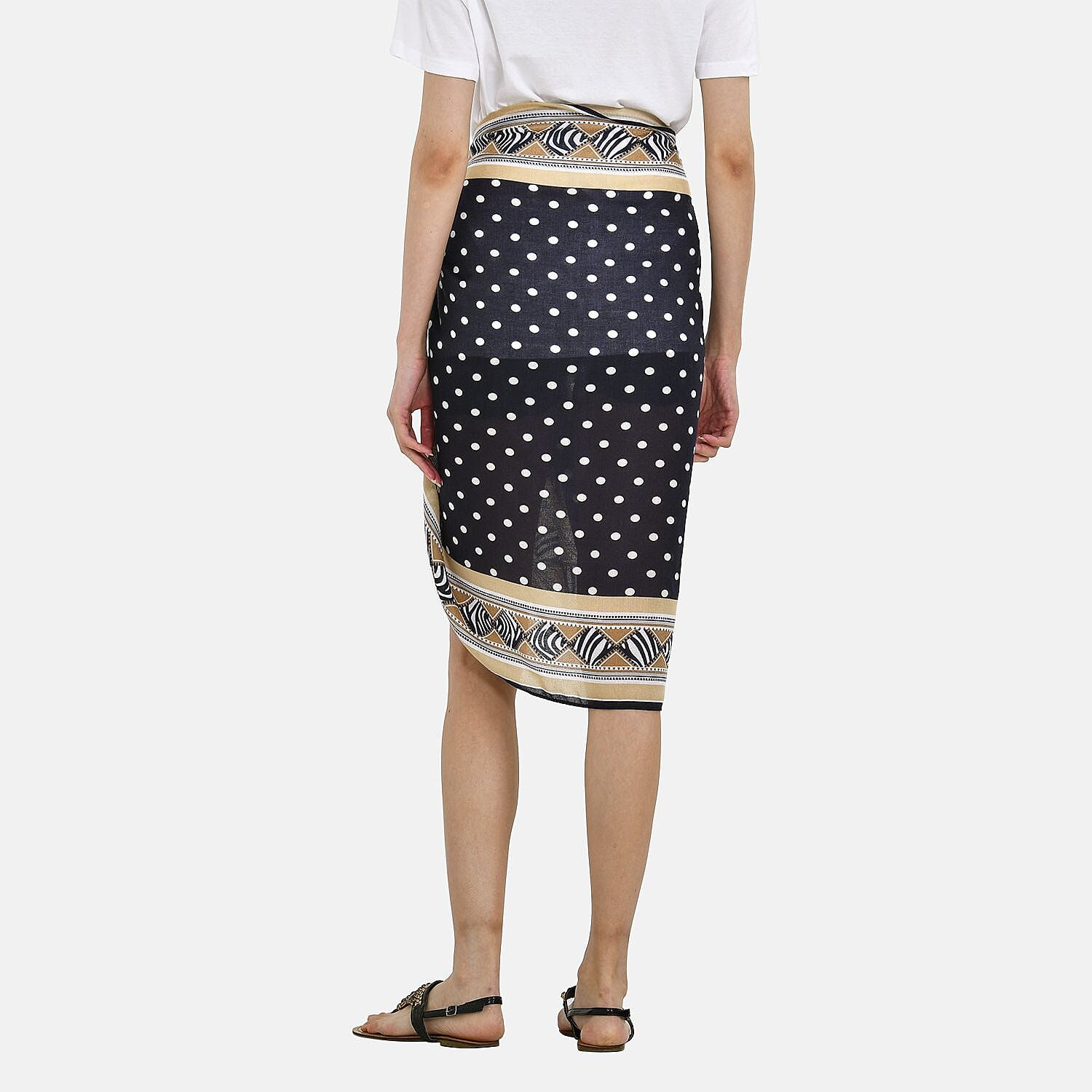 Close Out 100% Viscose Polka Dots Sarong-Scarf (Size 180x85 cm) - Blue & Khaki