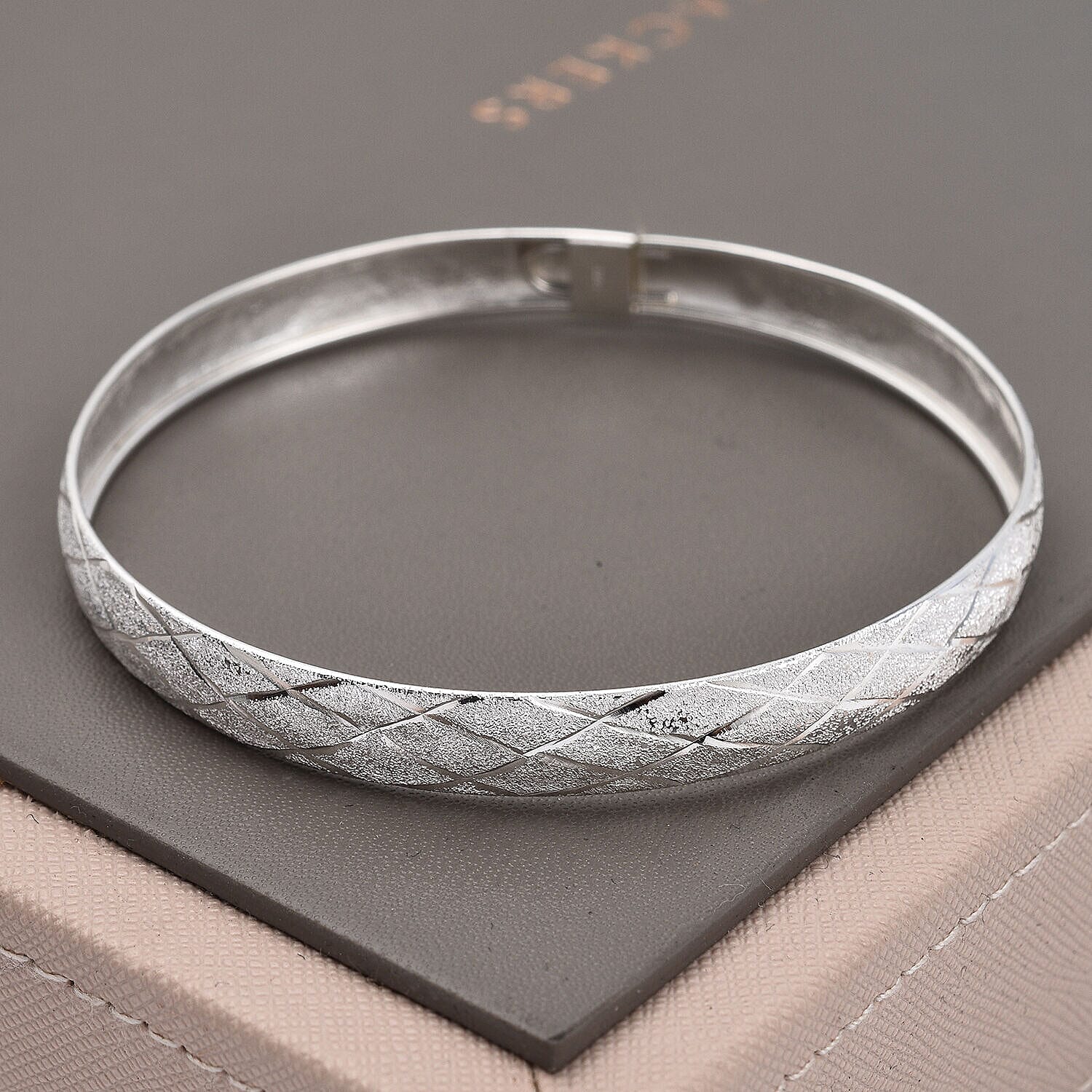 New York One Time Close Out Deal- Designer Sterling Silver Bangle with Matt Finish (Size 7.5)