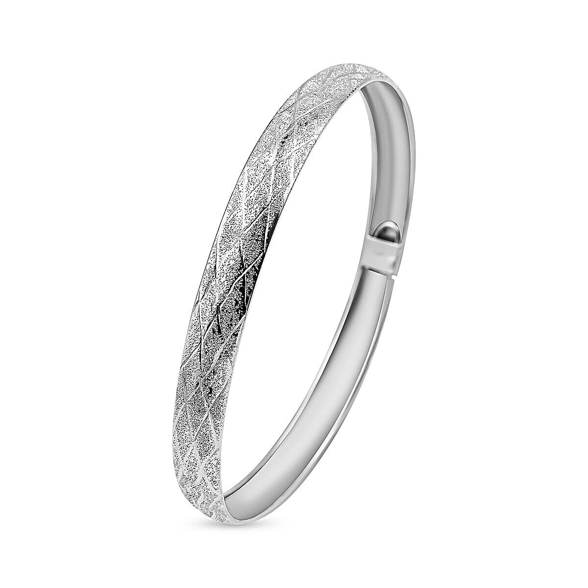 New York One Time Close Out Deal- Designer Sterling Silver Bangle with Matt Finish (Size 7.5)