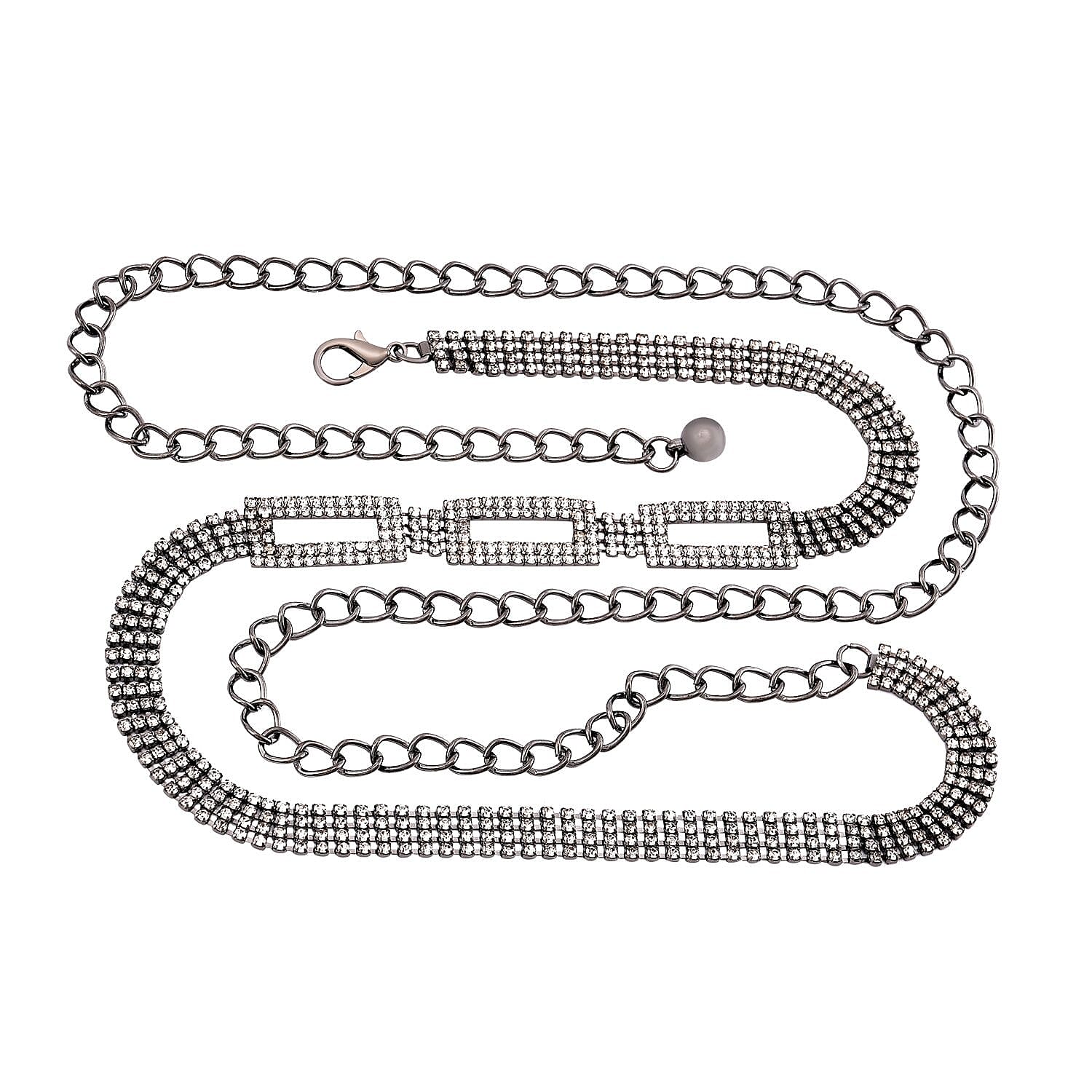 100% Crystal Glass Belt (Size 130 cm) - Black