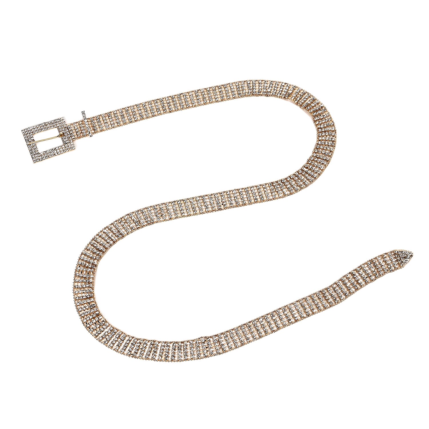 100% Crystal Glass Belt (Size 120 cm) - Gold