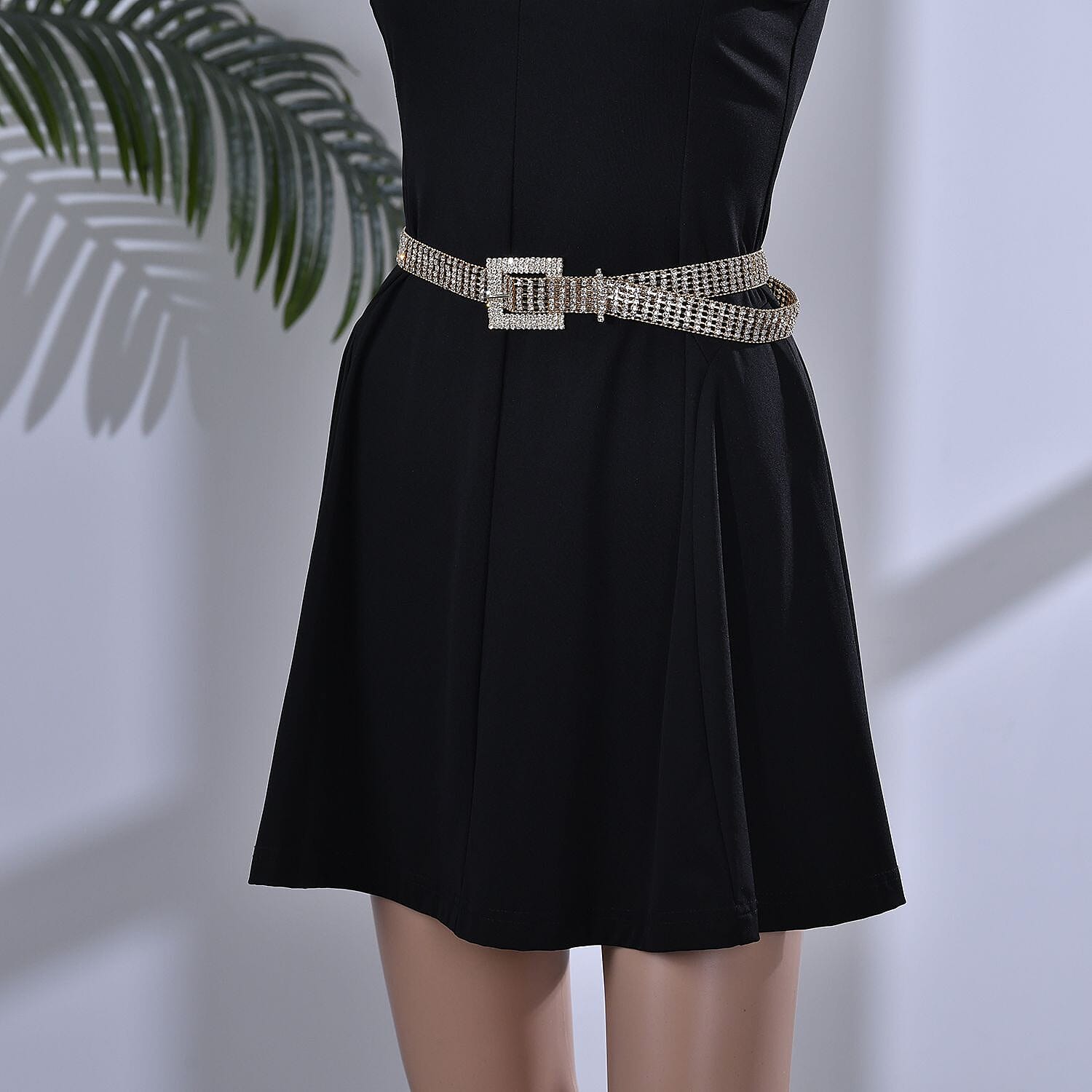 100% Crystal Glass Belt (Size 120 cm) - Gold