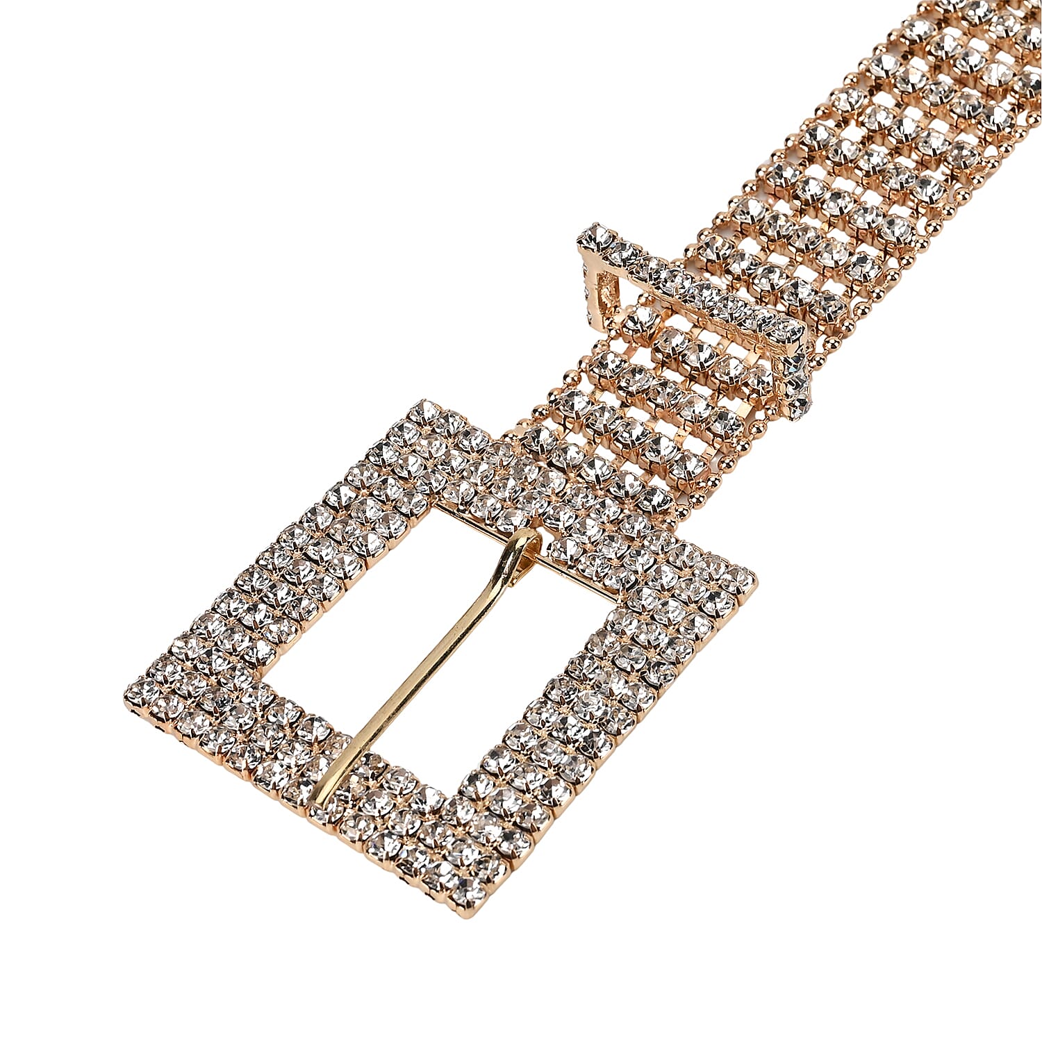 100% Crystal Glass Belt (Size 120 cm) - Gold