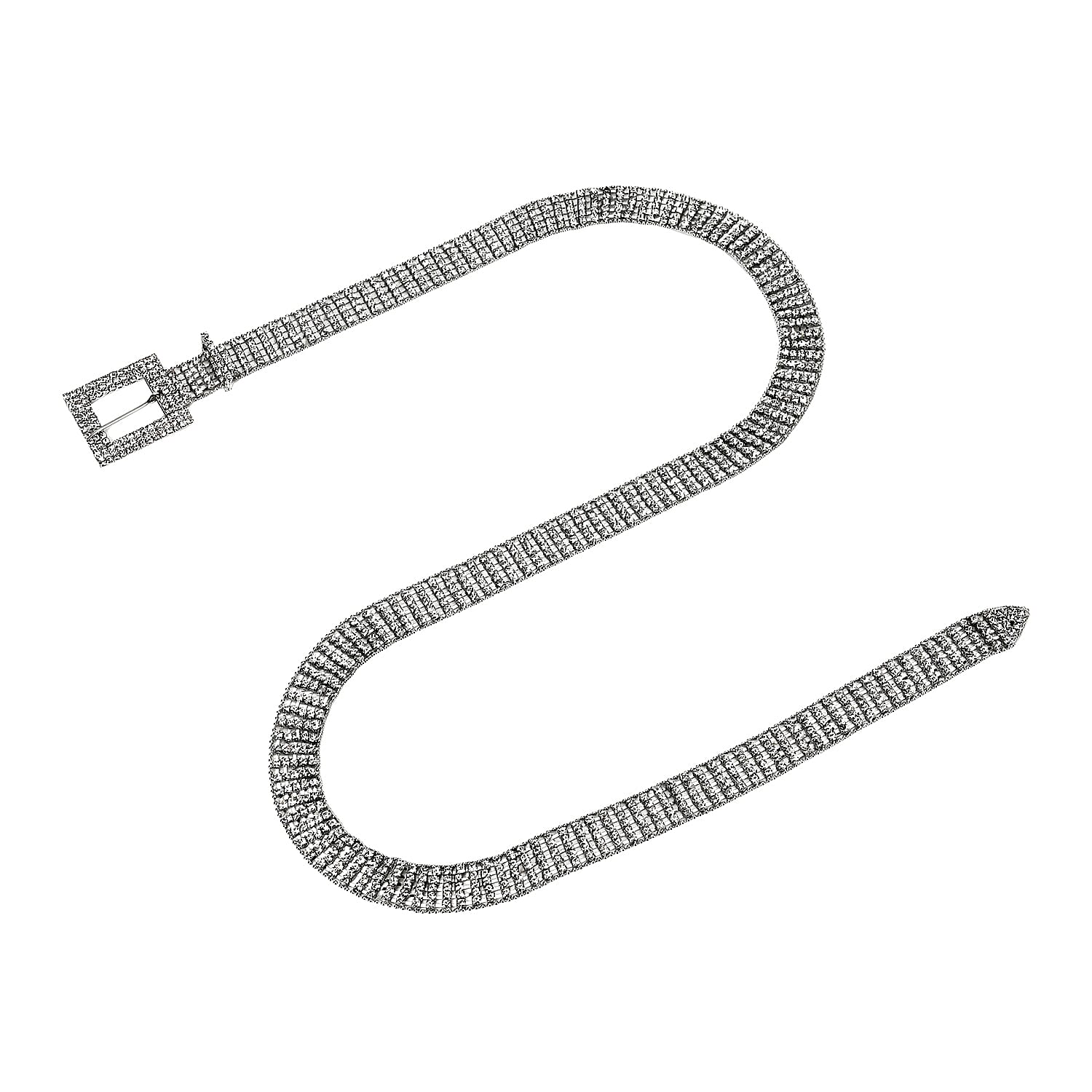 100% Crystal Glass Belt (Size 120 cm) - Silver
