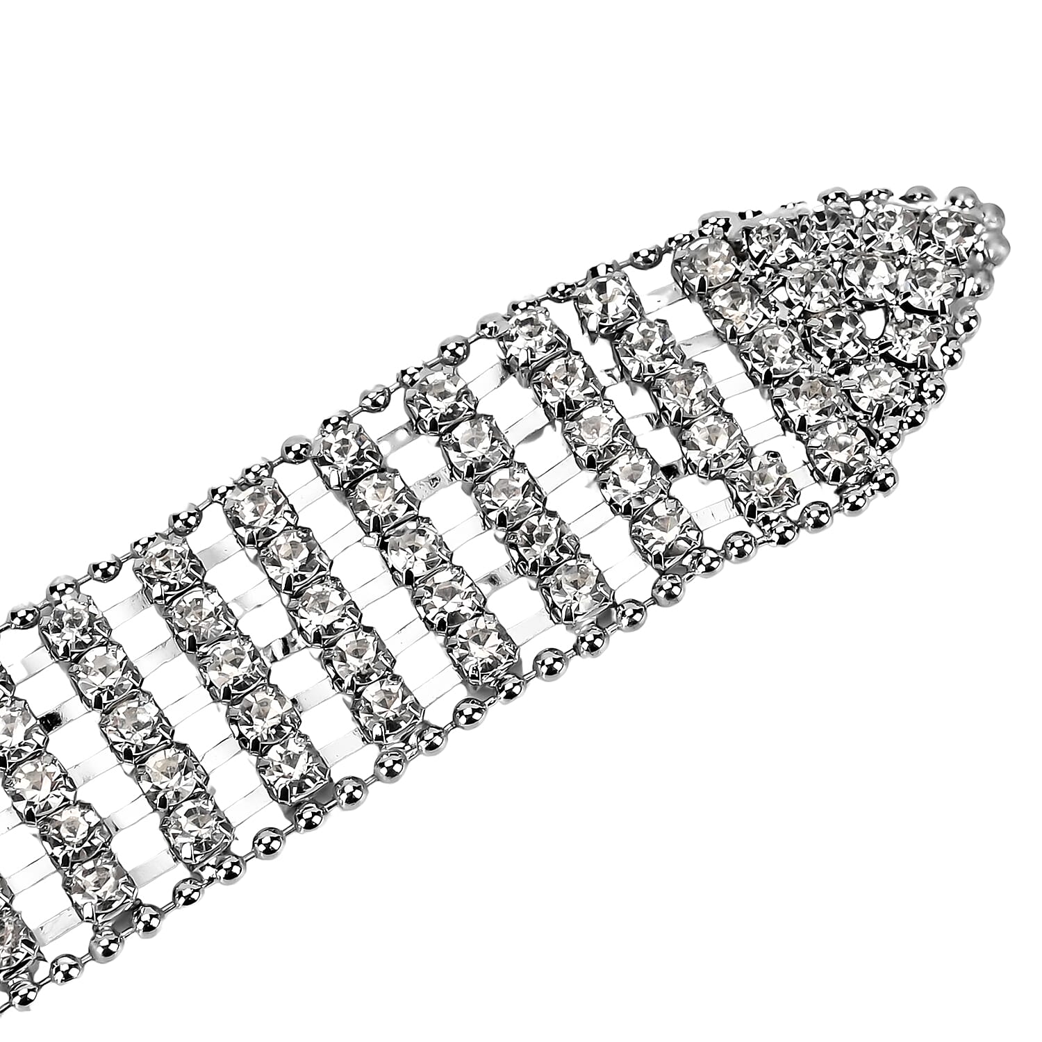 100% Crystal Glass Belt (Size 120 cm) - Silver