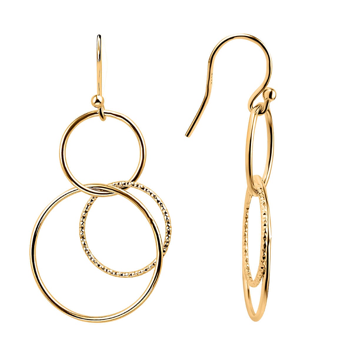 Gold Overlay Sterling Silver Earrings (With Hook )