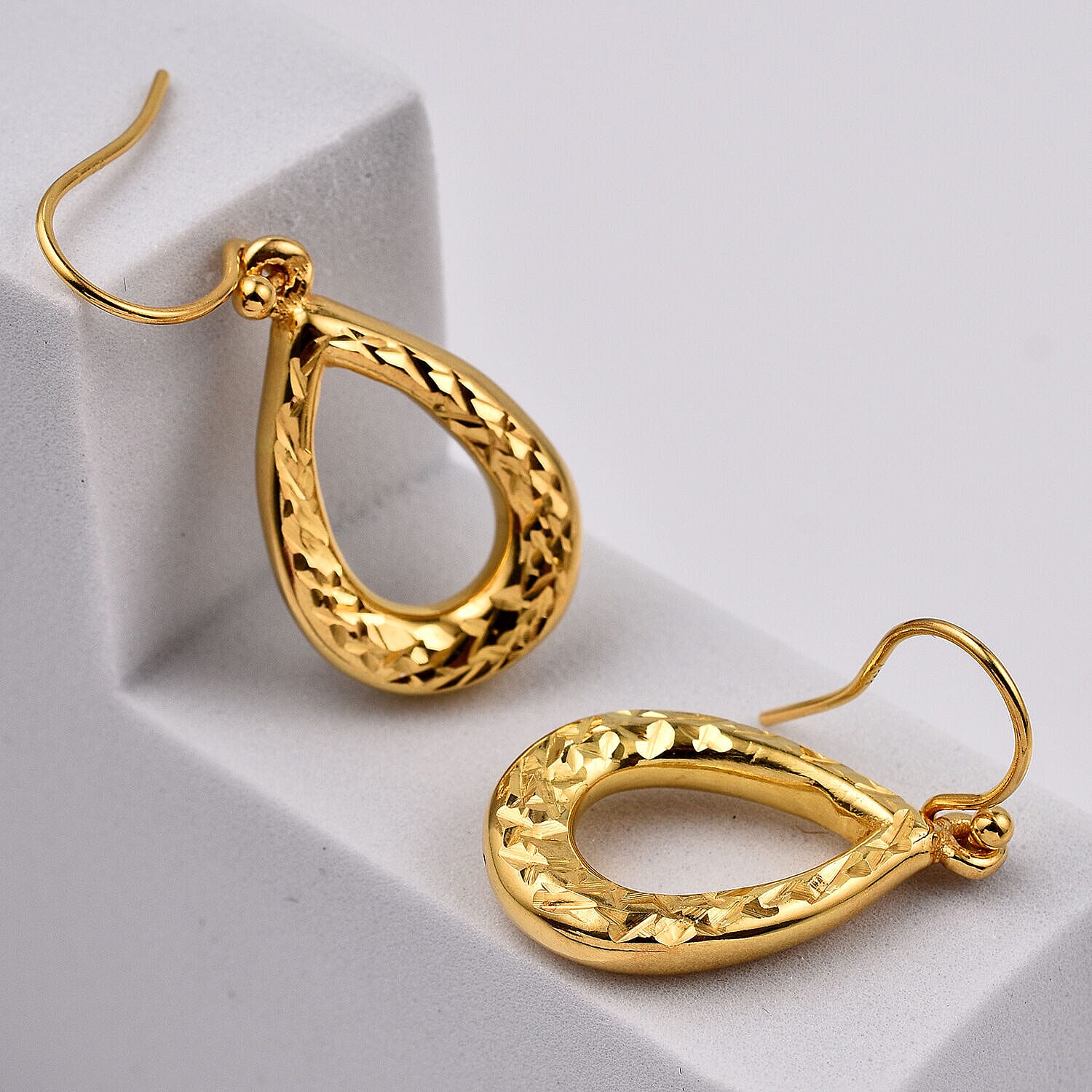 Gold Overlay Sterling Silver Earrings (With Hook Earring)