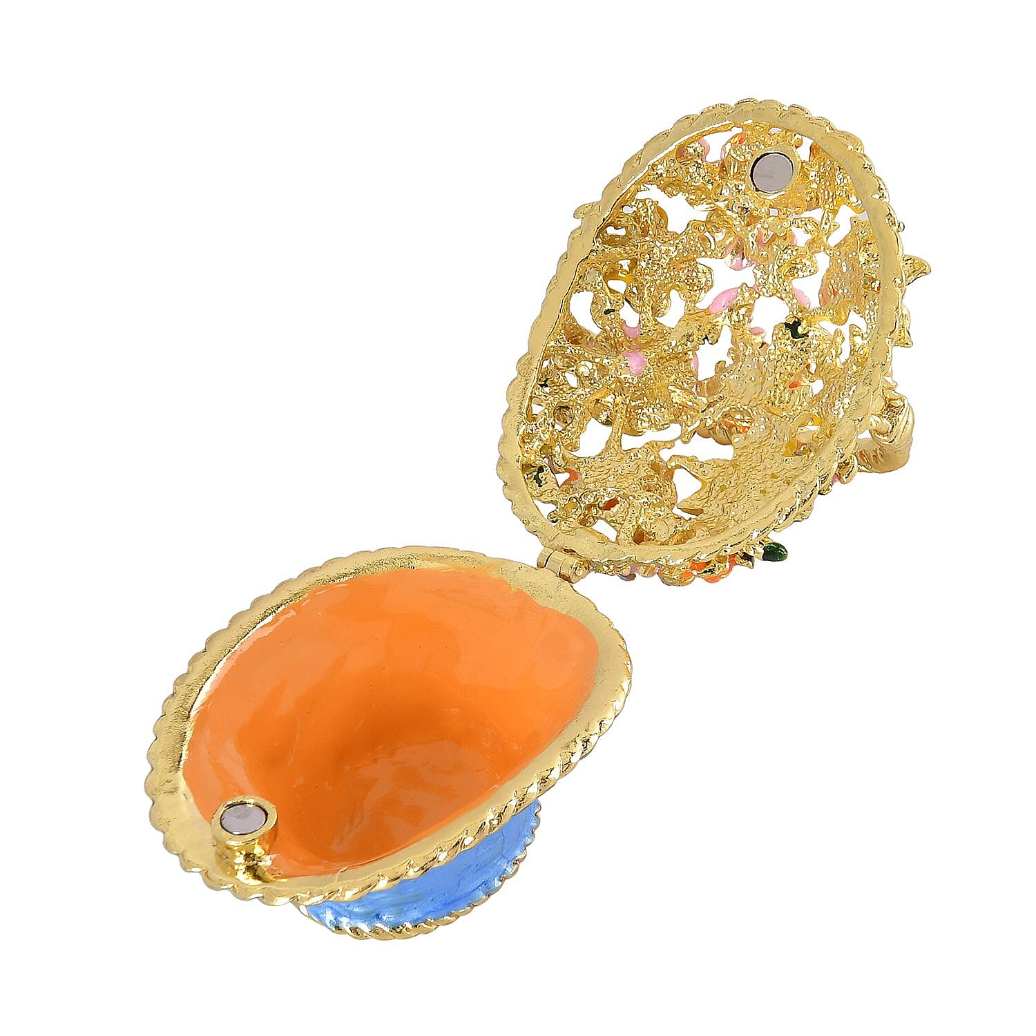 Basket Crystal Studded Trinket Jewellery Box - Multi