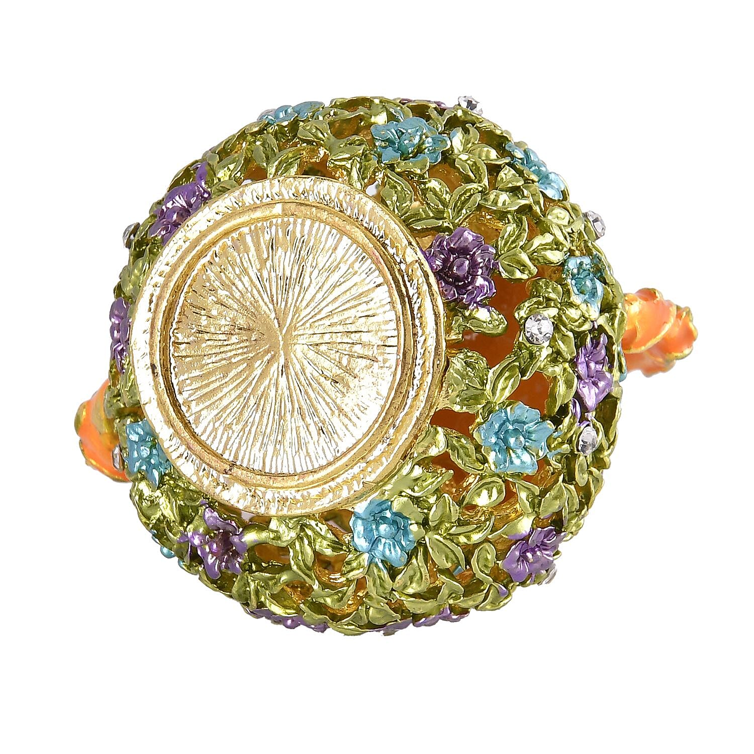 Teapot Crystal Studded Trinket Jewellery Box - Multi