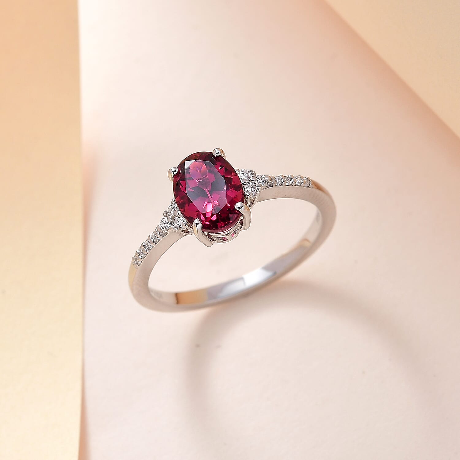 RHAPSODY 950 Platinum AAAA Rubellite & Diamond (VS-E-F) Ring 1.59 Ct.