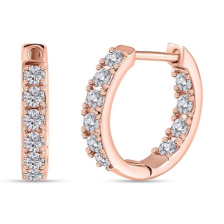 Moissanite Hoop Earring in 18K Vermeil Rose Gold Plated Sterling Silver