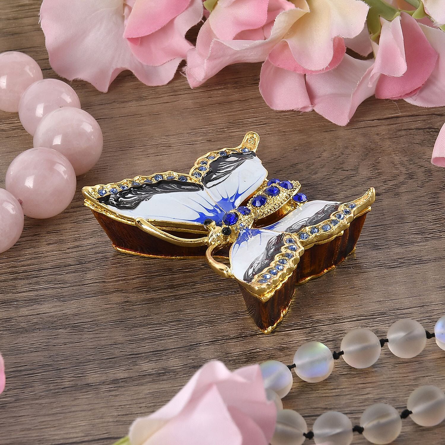Butterfly Handmade Crystal Studded Trinket Box - Multi