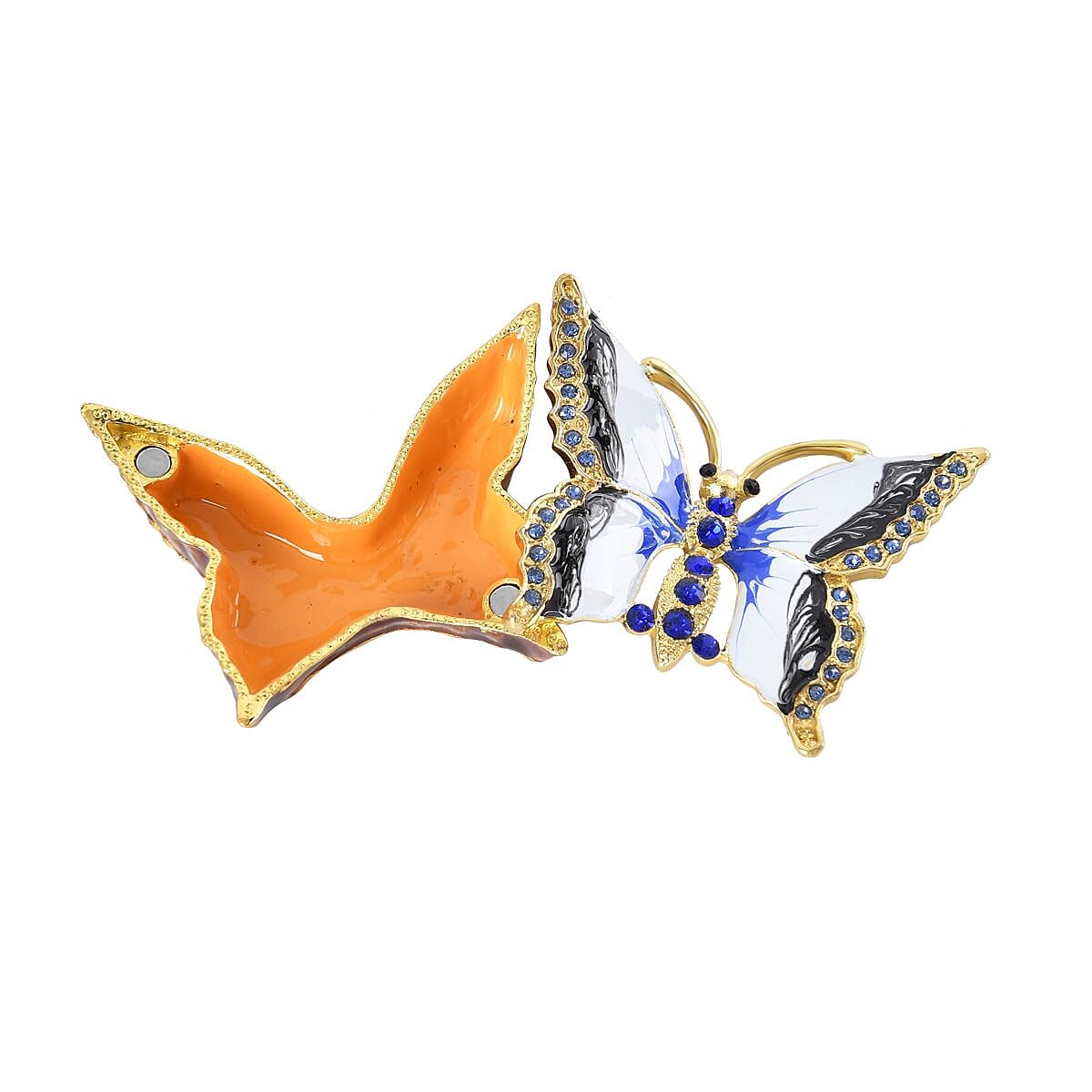 Butterfly Handmade Crystal Studded Trinket Box - Multi
