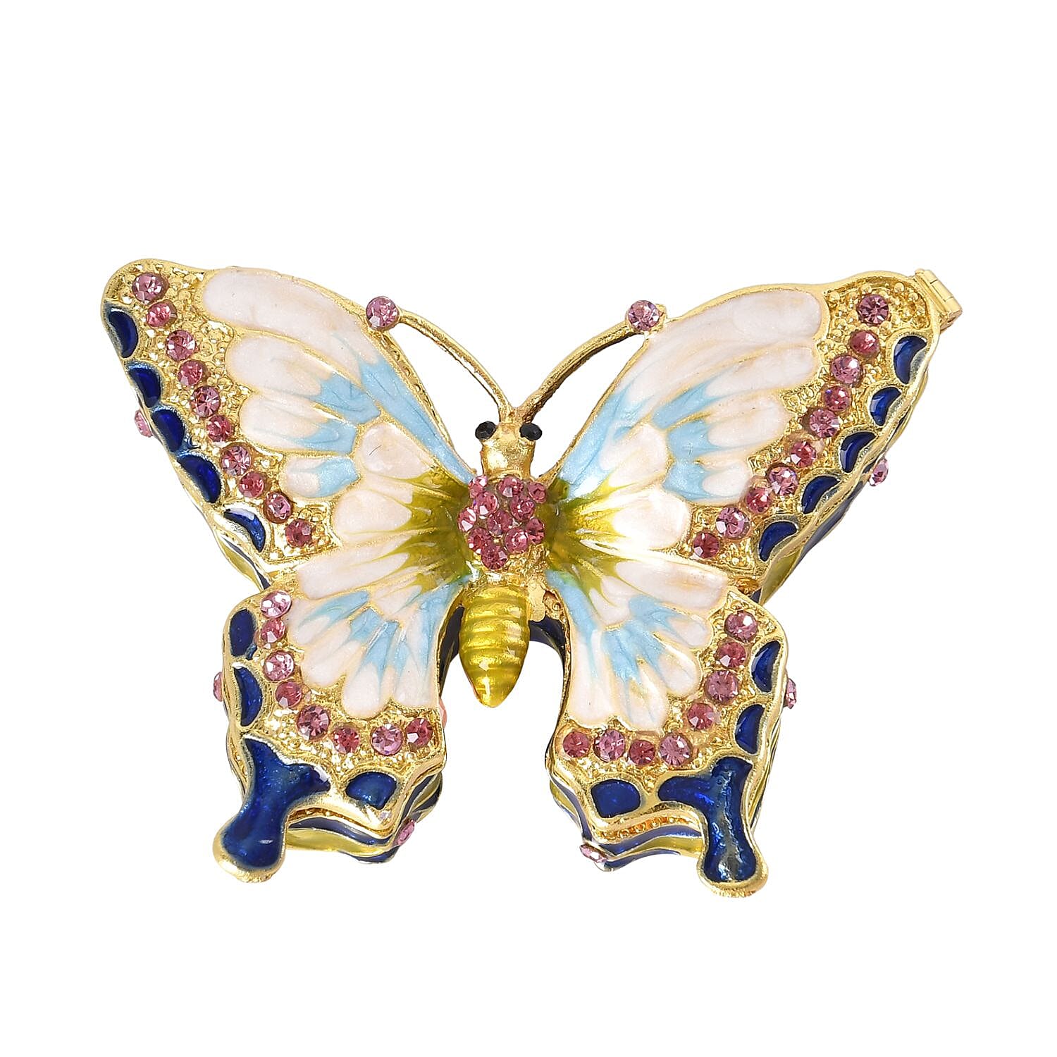 Butterfly Crystal Studded Trinket Jewellery Box - Multi