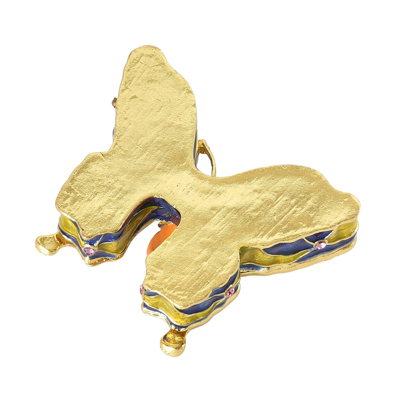 Butterfly Crystal Studded Trinket Jewellery Box - Multi