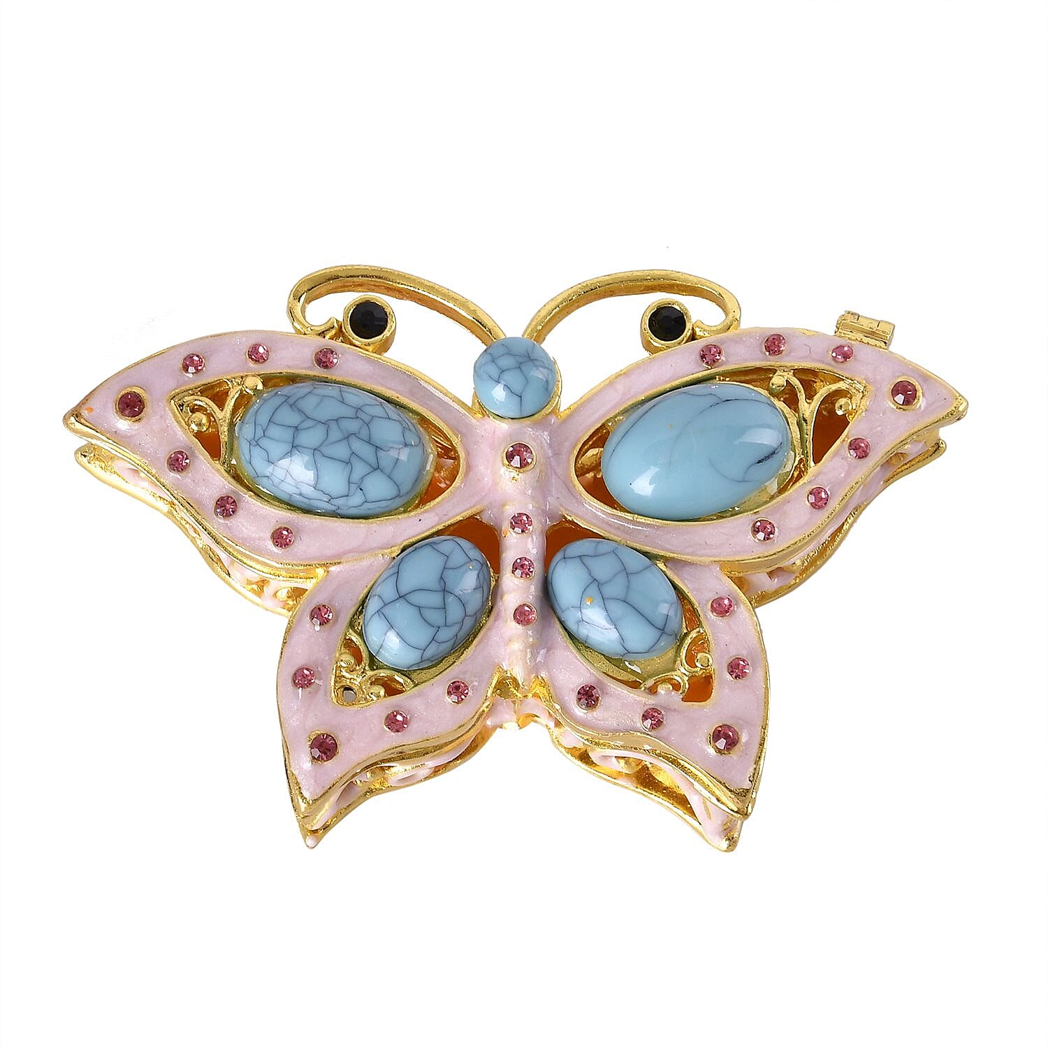 Butterfly Handmade Crystal Studded Trinket Box - Multi