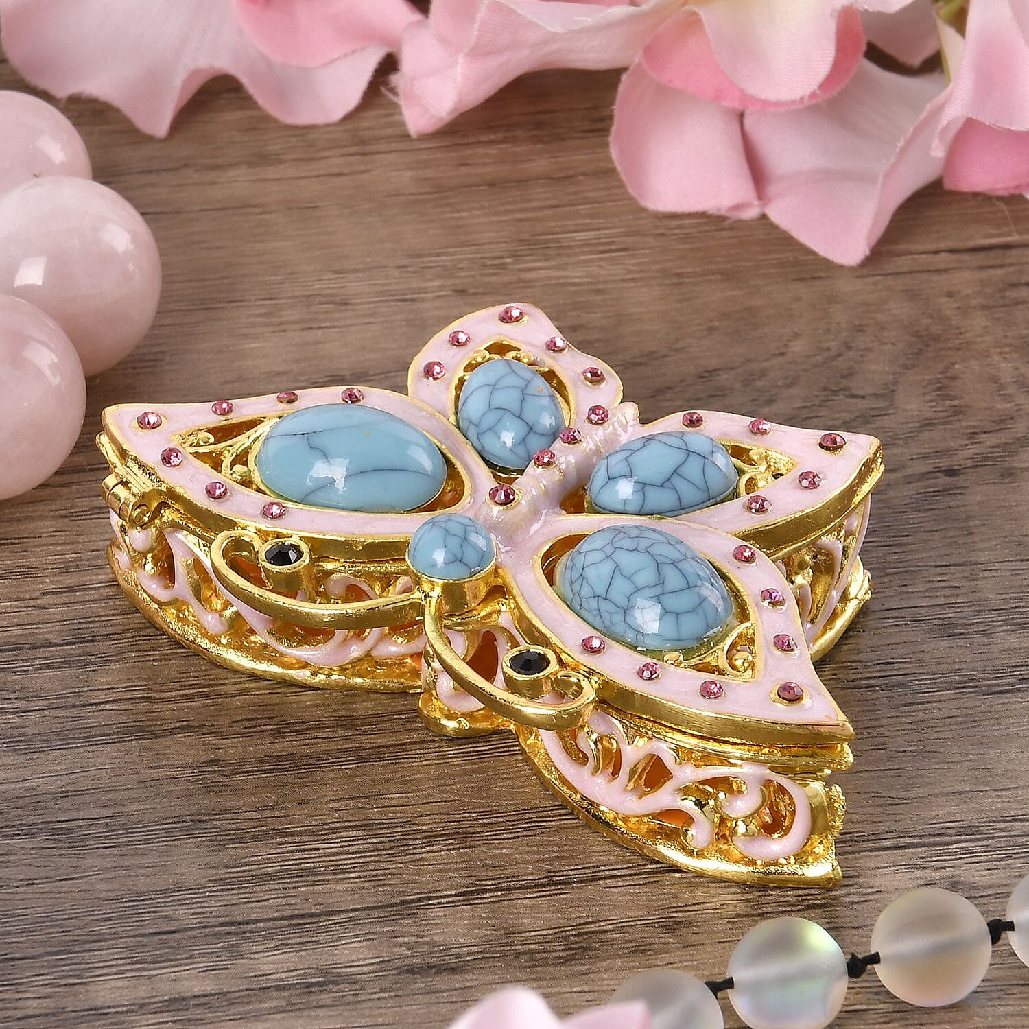 Butterfly Handmade Crystal Studded Trinket Box - Multi