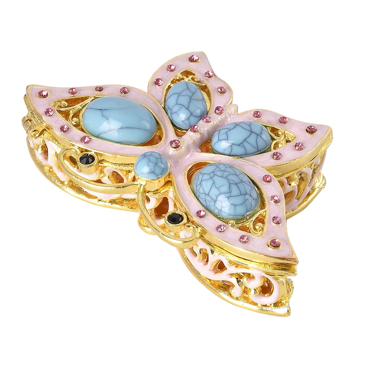 Butterfly Handmade Crystal Studded Trinket Box - Multi