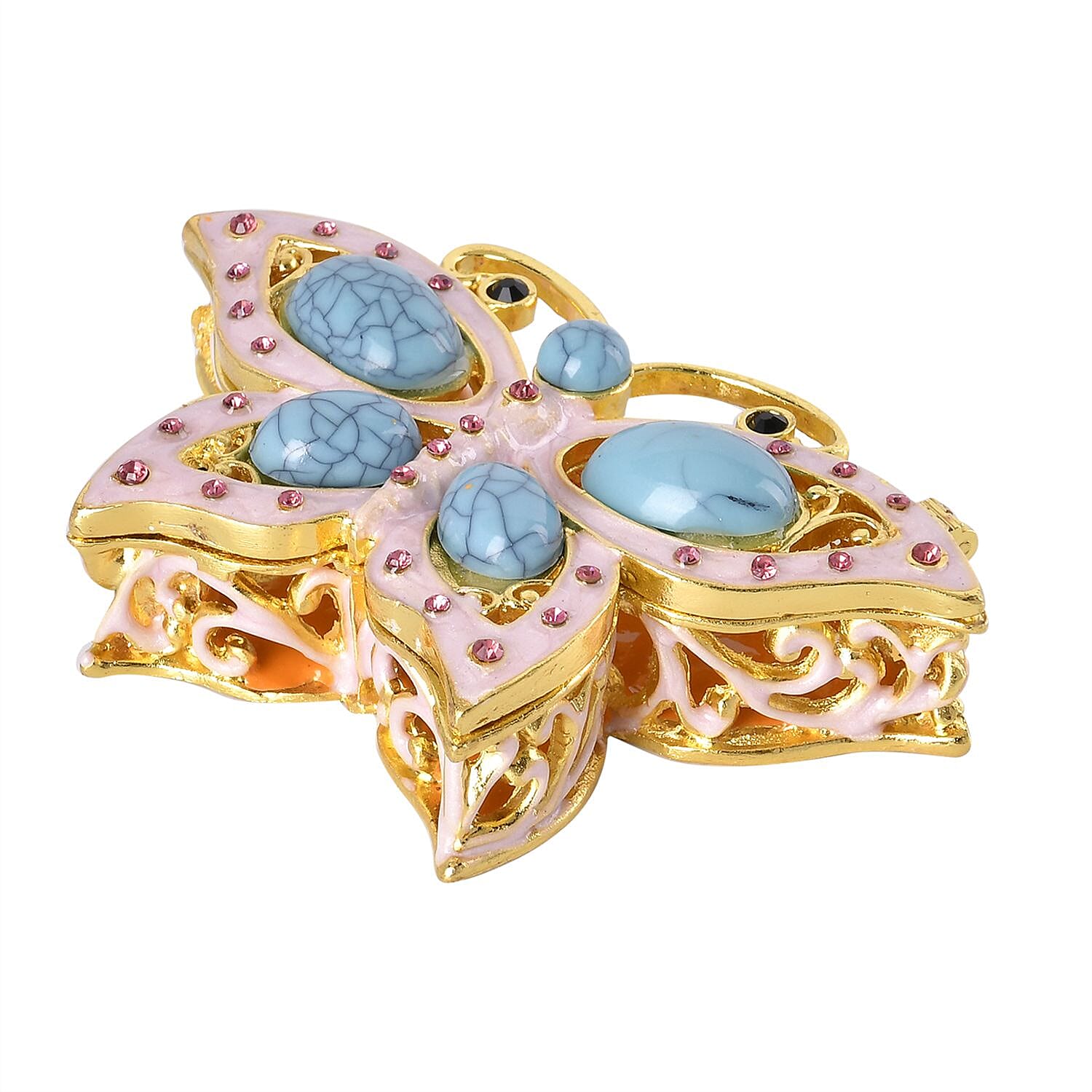 Butterfly Handmade Crystal Studded Trinket Box - Multi