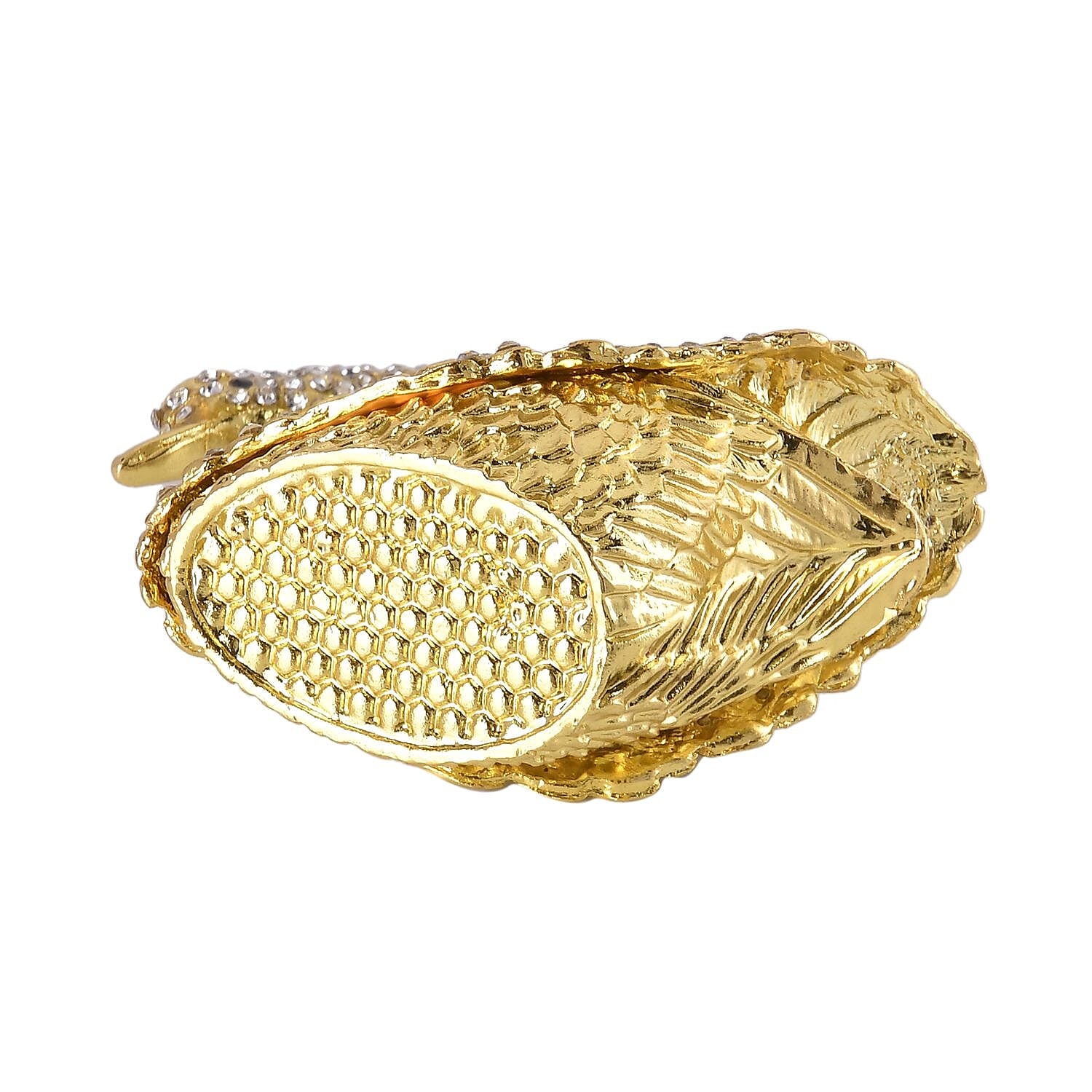Swan Crystal Studded Trinket Jewellery Box - Gold
