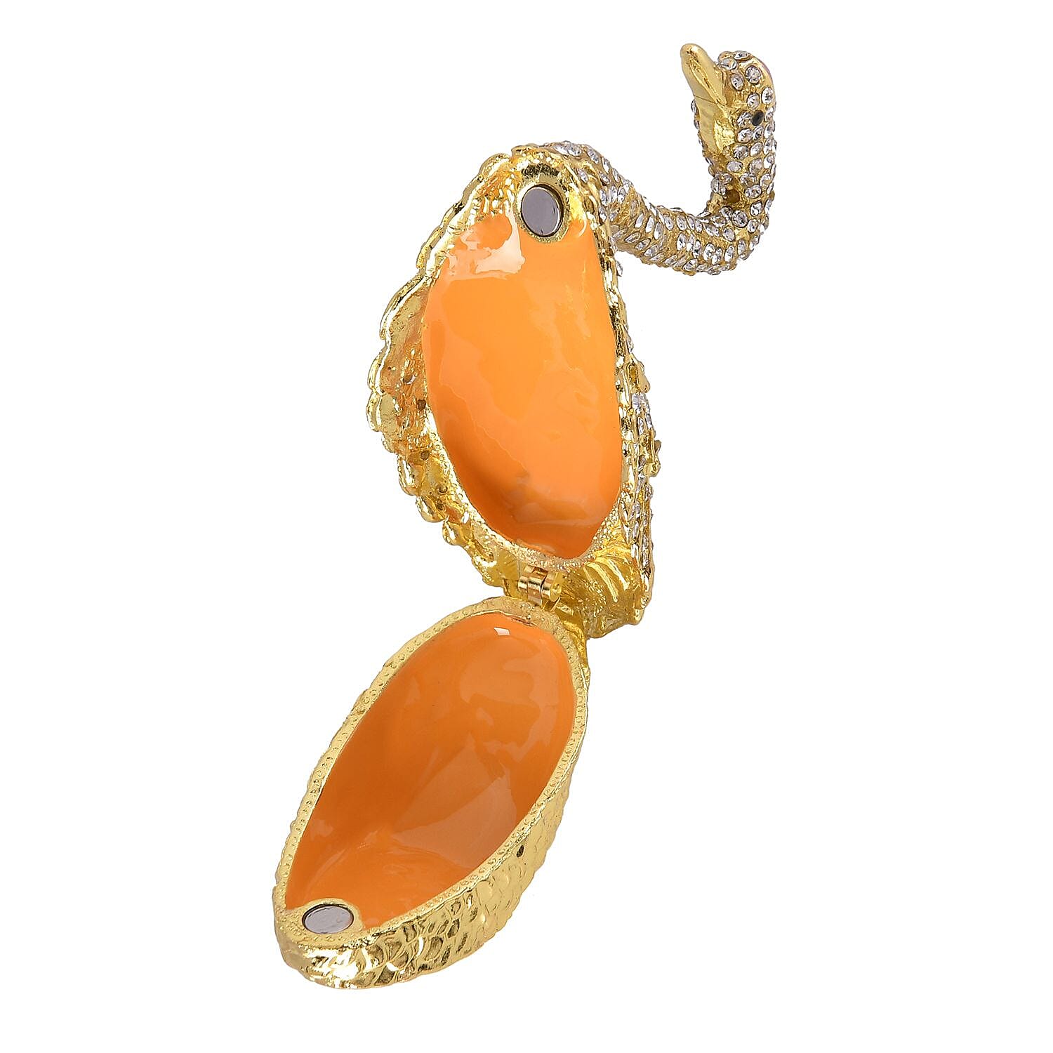 Swan Crystal Studded Trinket Jewellery Box - Gold