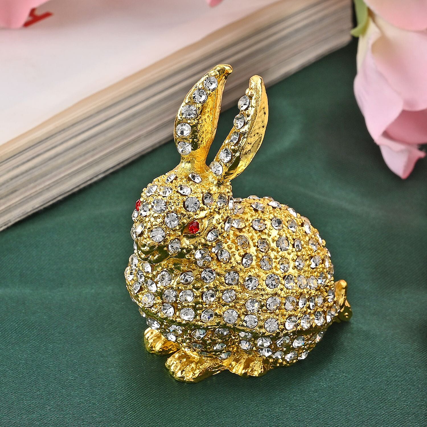 Rabit Crystal Studded Trinket Jewellery Box - Multi