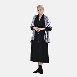 LA MAREY 100% Silk Floral Pattern Scarf (Size 178x53 cm) - Pink & Green