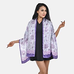 La Marey 100% Mulberry Silk Patterned Scarf (Size 170x52 cm) - Navy & Green