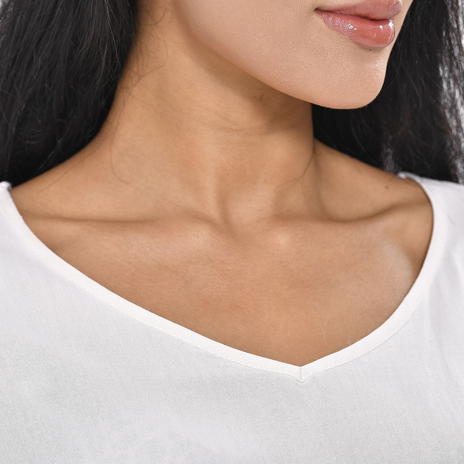 Tamsy 100% Viscose Short Sleeves Top with Check Printed Trousers (Size M, 12-14) - Dark Blue