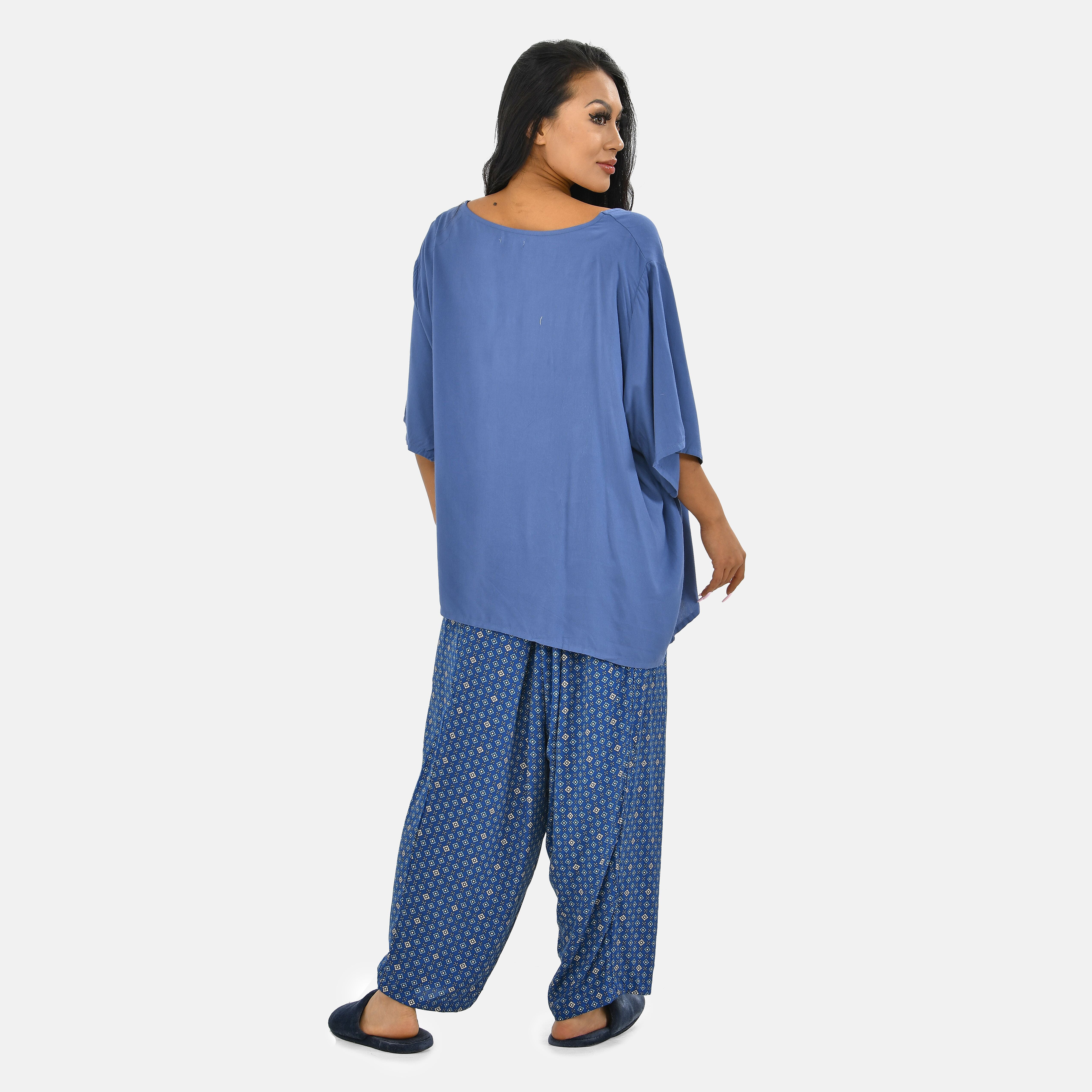 Tamsy 100% Viscose Loungewear Sets (Size M,12-14) - Khaki Brown & White