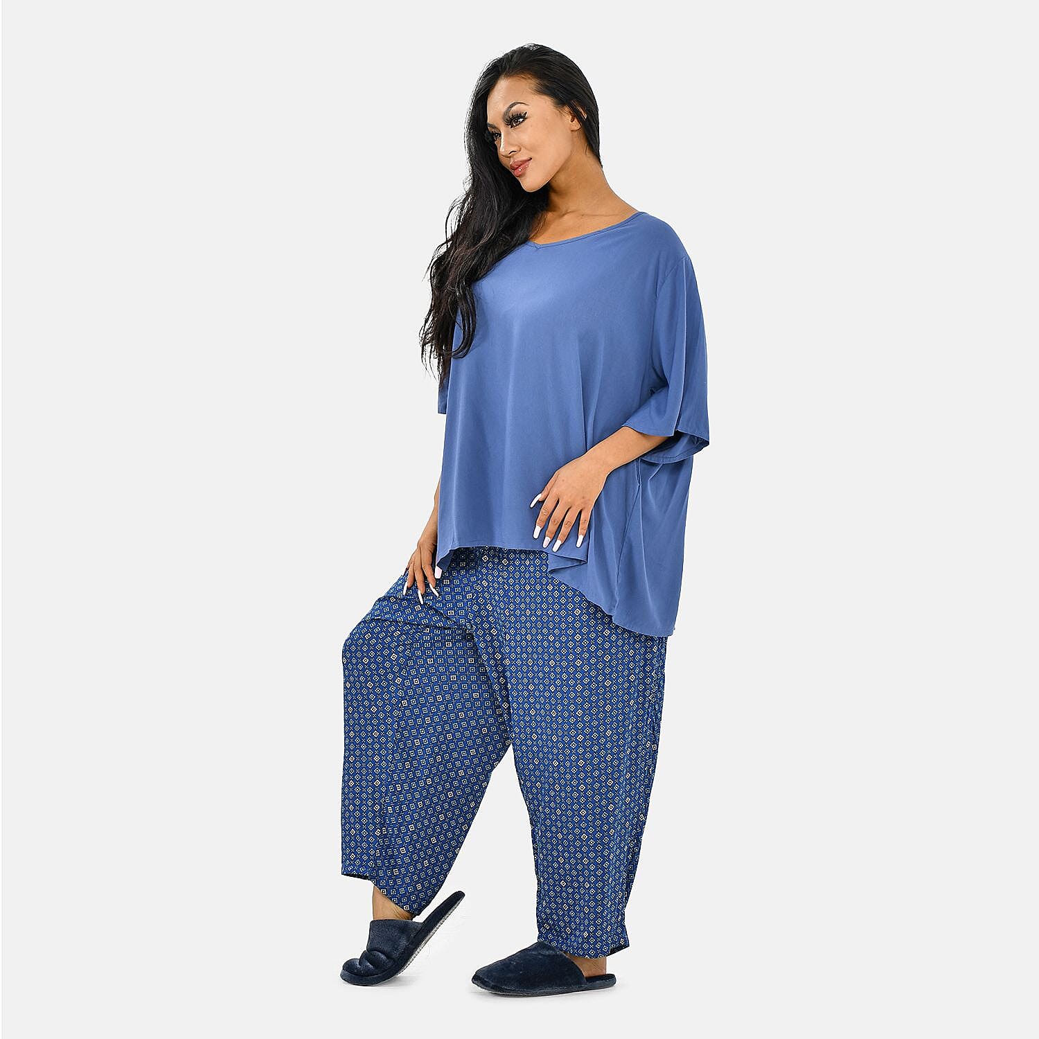 Tamsy 100% Viscose Loungewear Sets (Size M,12-14) - Khaki Brown & White