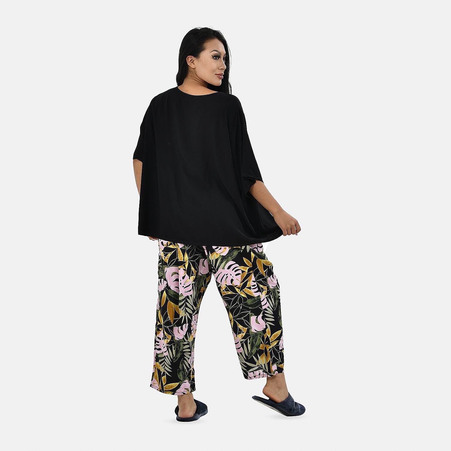 Tamsy 100% Viscose Loungewear Sets (Size M,12-14) - Black and Multi